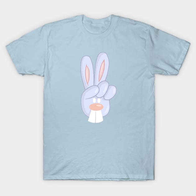 Victory Peace Rabbit Blue & Pink T-Shirt by JJW Clothing